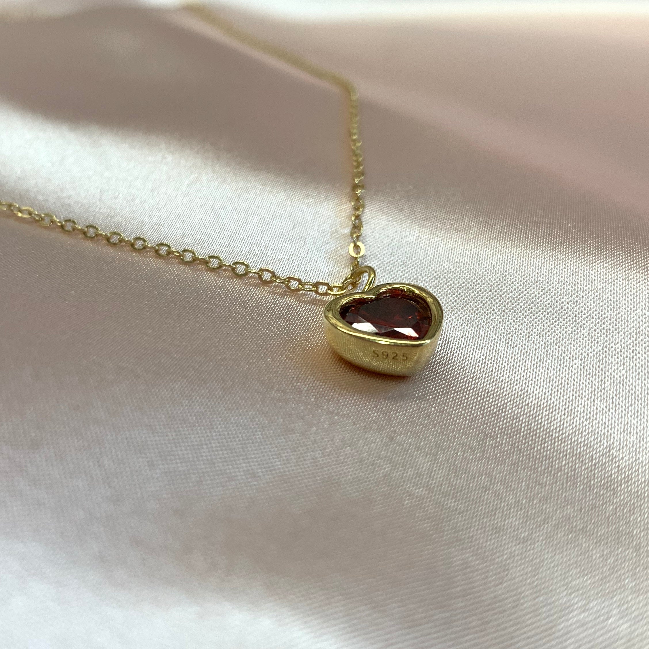 18K Gold-Plated Ruby Heart Necklace