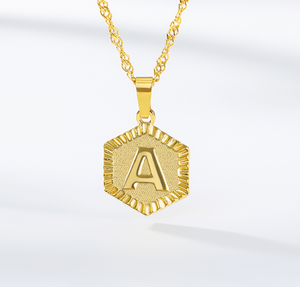 14K Gold-Plated Hexagonal Letter Necklace