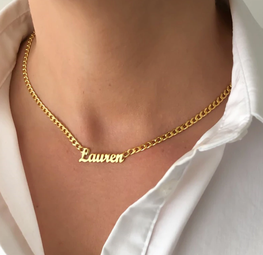 14K Gold-Plated Custom Nameplate necklace