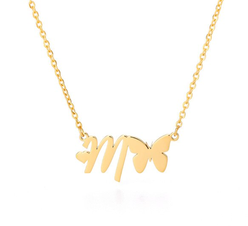 14K Gold-Plated Piper Butterfly Initial Necklace